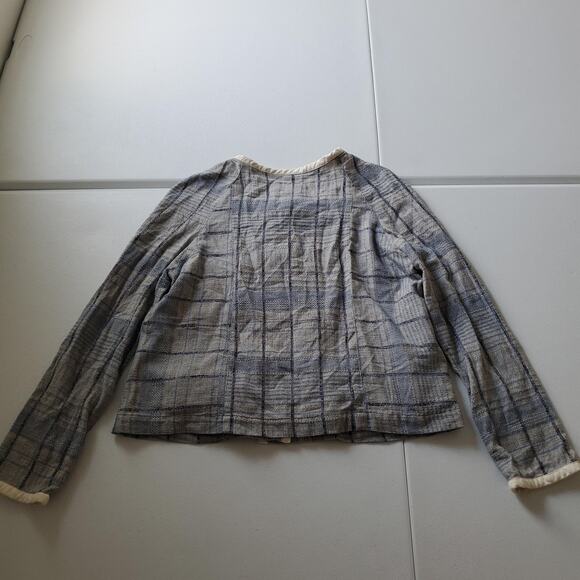 Ace & Jig Jacket Womens Small Gray Blue Plaid Woven Button Front Made India - Picture 3 of 7